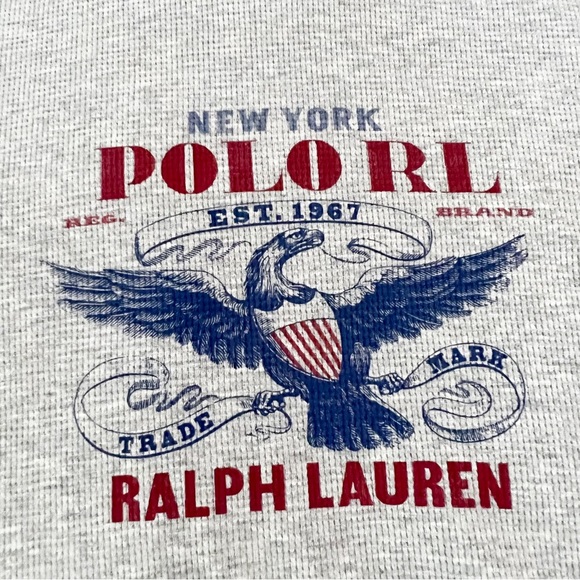Polo Shirt Ralph Lauren Gray Polo Eagle Logo Waffle Knit Crewneck NWT - Picture 5 of 10